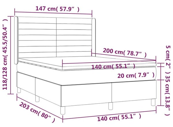 VidaXL LED-es Ágy - Barna - 140x200 cm