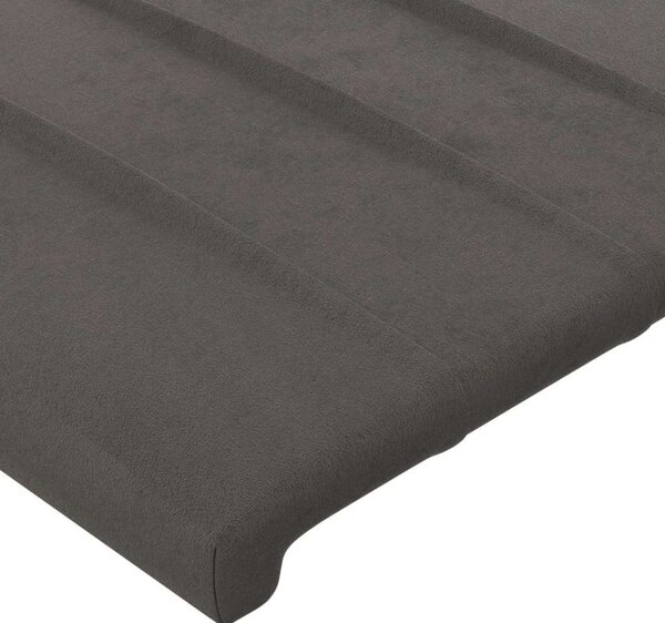 VidaXL LED-es Bársony Ágytámlá - Sötétszürke - 163x16x118/128cm