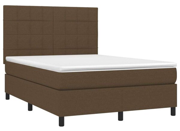 VidaXL barna szövet rugós és LED-es ágy matraccal 140x200 cm