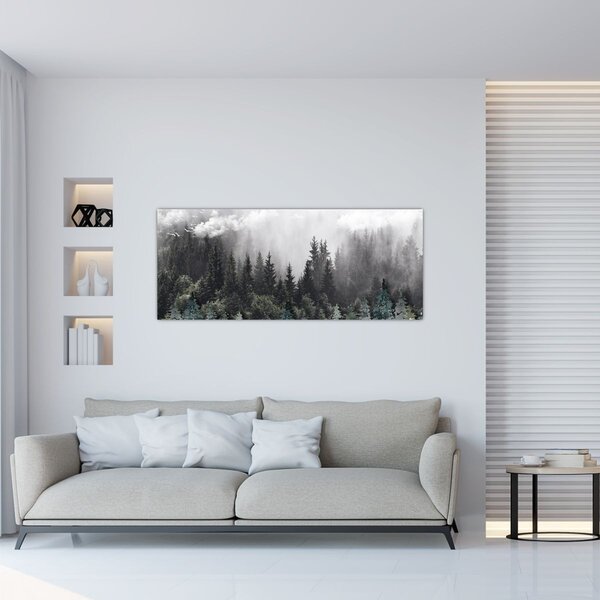 Kép - Erdő illusztrált elemekkel (120x50 cm)