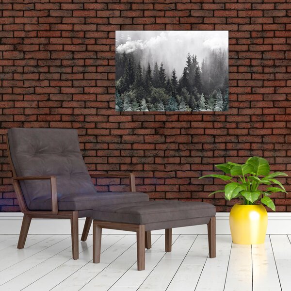 Kép - Erdő illusztrált elemekkel (70x50 cm)
