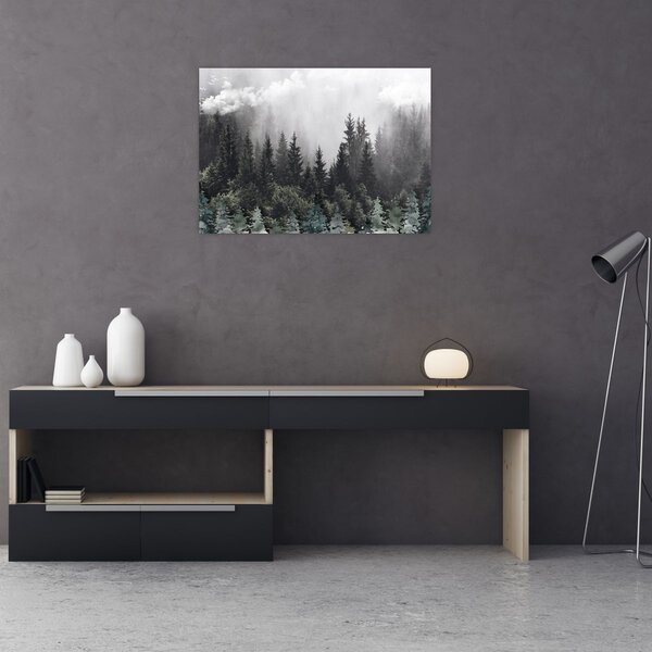 Kép - Erdő illusztrált elemekkel (70x50 cm)