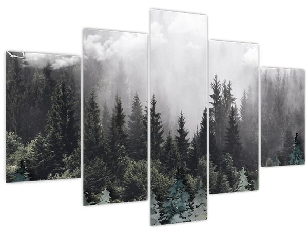 Kép - Erdő illusztrált elemekkel (150x105 cm)