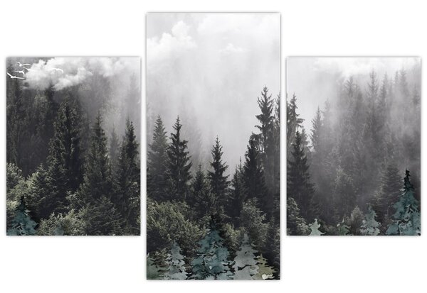 Kép - Erdő illusztrált elemekkel (90x60 cm)