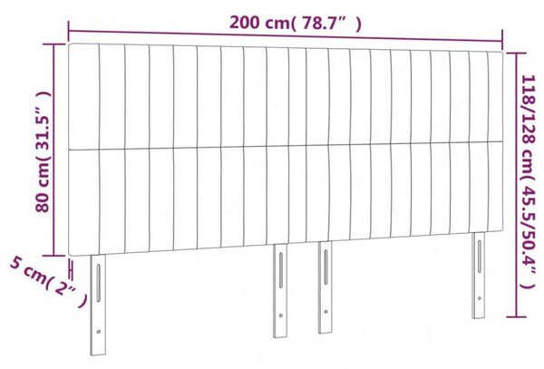 VidaXL 4 db fekete szövet fejtámla 100x5x78/88 cm