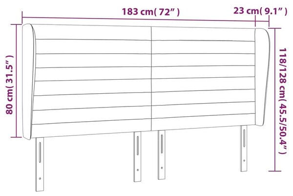 VidaXL Fejtámla - Szövet - Krémszín - 183x23x118/128cm