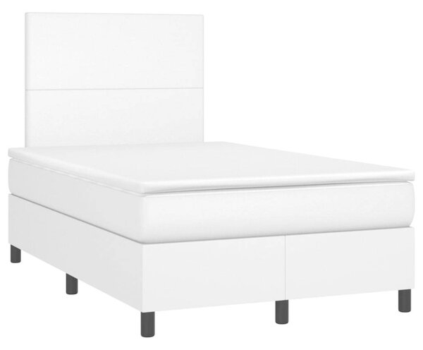 VidaXL Fehér Műbőr Ágy Matraccal - 120x200 cm