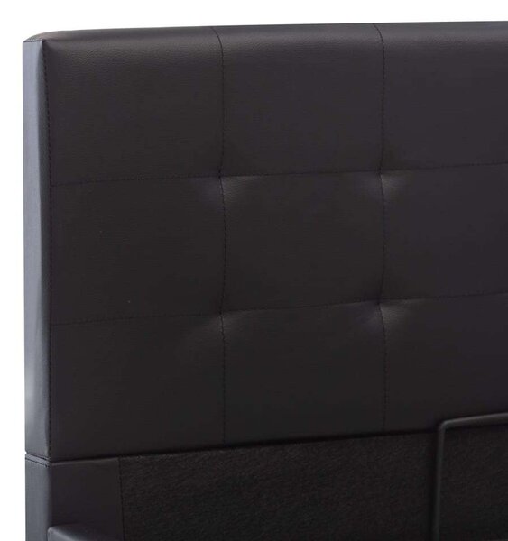 VidaXL fekete műbőr ágykeret hidraulikus ágyneműtartóval 90 x 200 cm