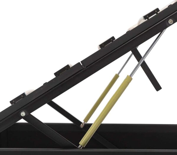 VidaXL fekete műbőr ágykeret hidraulikus ágyneműtartóval 90 x 200 cm