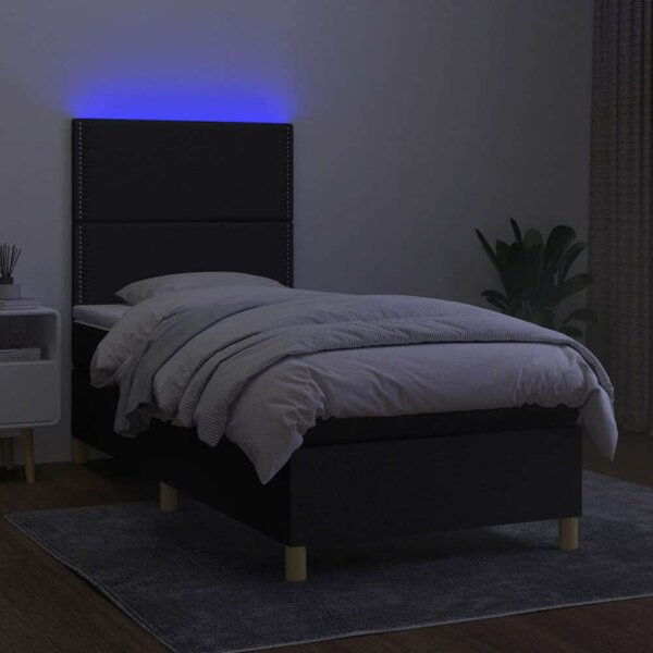 VidaXL Fekete Szövet Ágy Rugós Matraccal - 80x200 cm