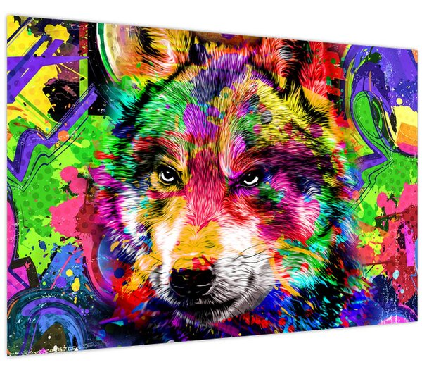 Kép - Farkas graffitivel (90x60 cm)