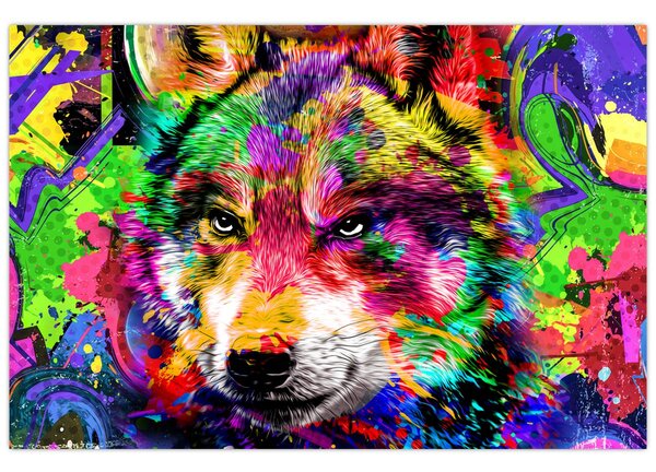 Kép - Farkas graffitivel (90x60 cm)