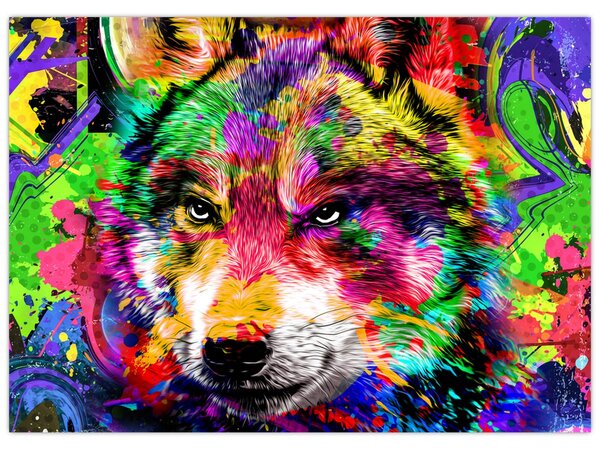Kép - Farkas graffitivel (70x50 cm)