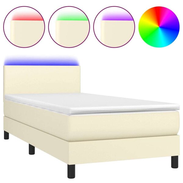VidaXL krémszínű műbőr rugós ágy matraccal és LED-del 100x200 cm