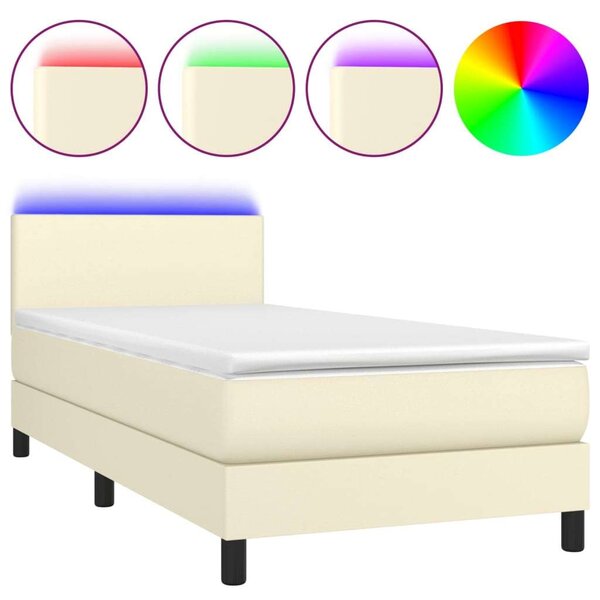 VidaXL krémszínű műbőr rugós ágy matraccal és LED-del 100x200 cm