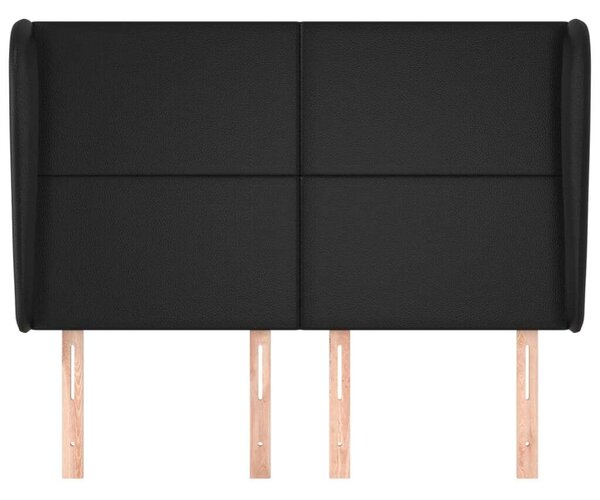 VidaXL Fekete Műbőr Fejtámla Szárnyakkal - 147x23x118/128cm