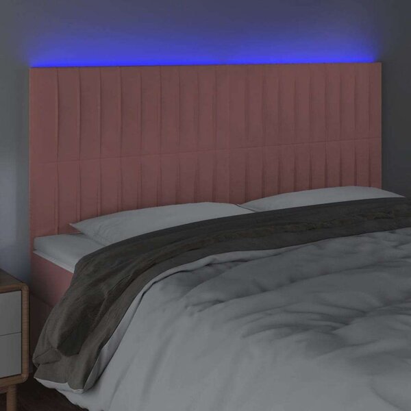 VidaXL Rózsaszín Bársony Ágytámlá LED-del - 160cm