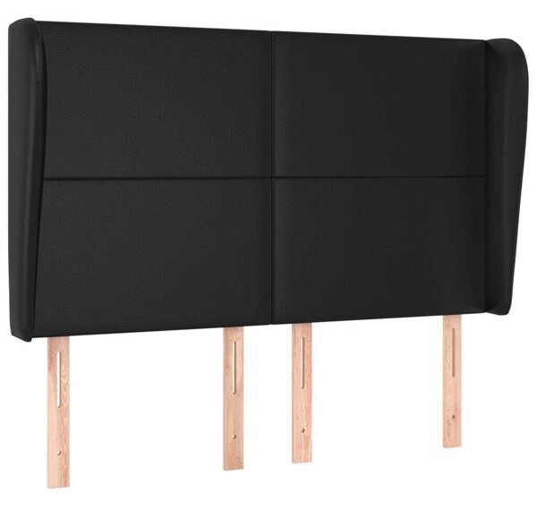 VidaXL Fekete Műbőr Fejtámla Szárnyakkal - 147x23x118/128cm