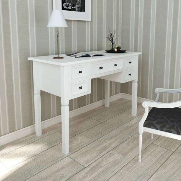 VidaXL Fehér Íróasztal - 5 Fiók - 110x45cm