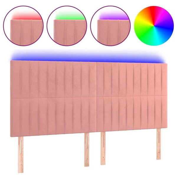 VidaXL Rózsaszín Bársony Ágytámlá LED-del - 160cm