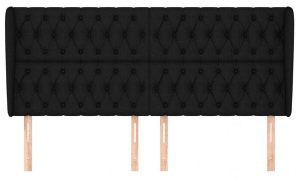 Fekete Szövet Fejtámla Szárnyakkal - 203x23x118/128cm