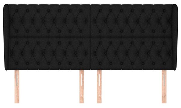 Fekete Szövet Fejtámla Szárnyakkal - 203x23x118/128cm