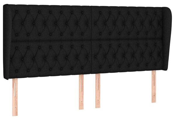 Fekete Szövet Fejtámla Szárnyakkal - 203x23x118/128cm
