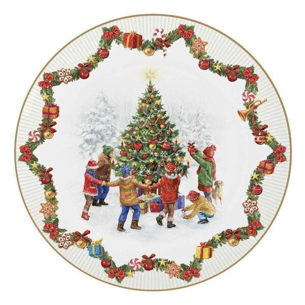 Karácsonyi porcelán desszertes tányér - 19cm - Christmas Round Dance