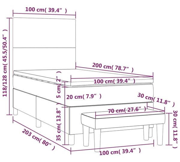 VidaXL Ágy Matraccal - 100x200 cm