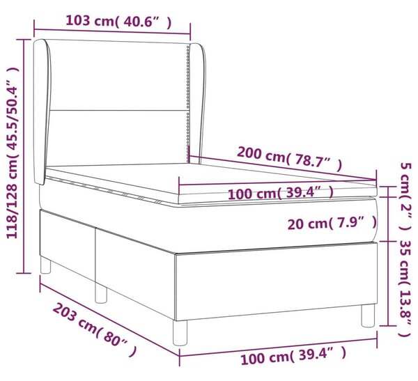VidaXL Szövet Ágy Matraccal - 100x200 cm