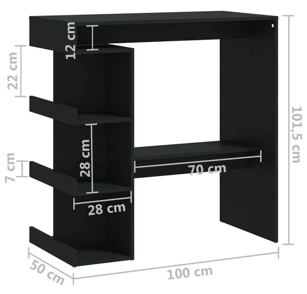 VidaXL Bárasztal - Fekete - 100x50x101,5cm