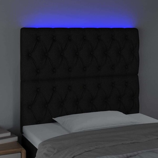 VidaXL Fekete Szövet LED Fejtámla - 90x128cm