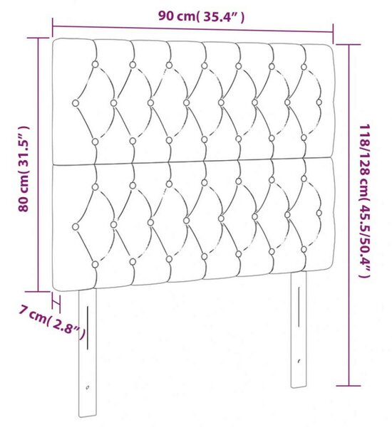 VidaXL Fekete Szövet LED Fejtámla - 90x128cm