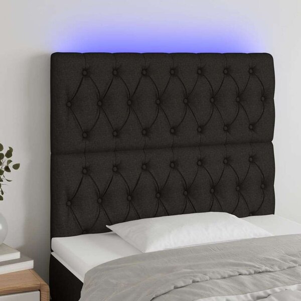 VidaXL Fekete Szövet LED Fejtámla - 90x128cm