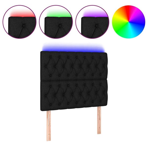 VidaXL Fekete Szövet LED Fejtámla - 90x128cm