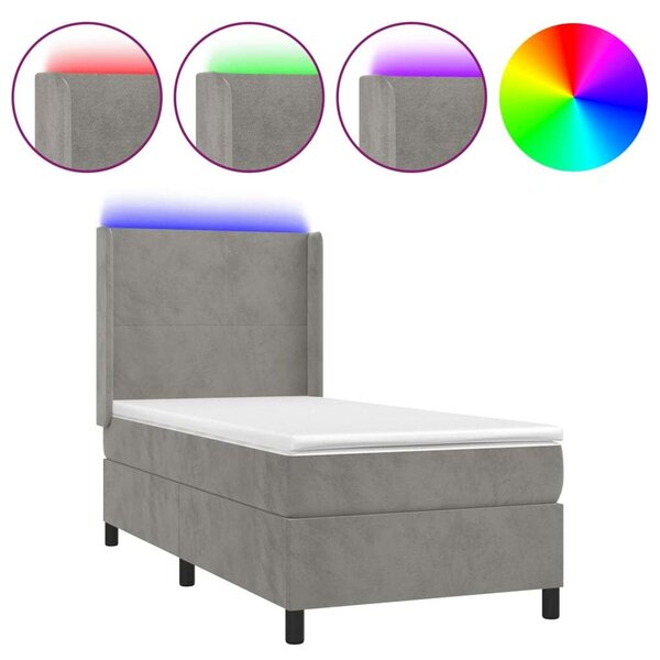 VidaXL LED-es Bársony Ágy - 100x200 cm