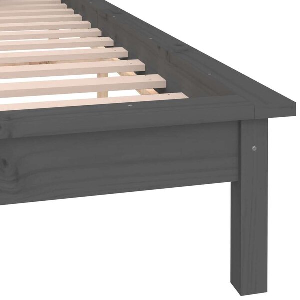 VidaXL kis kétszemélyes szürke tömör fa LED-es ágykeret 120 x 190 cm