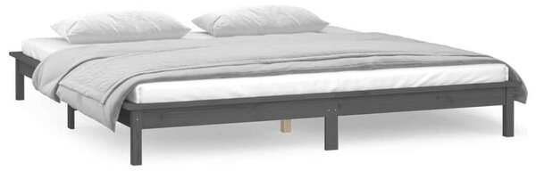 VidaXL kis kétszemélyes szürke tömör fa LED-es ágykeret 120 x 190 cm