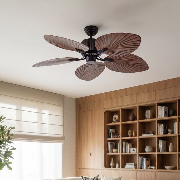 Silvaris mennyezeti ventilátor, fa hatású, DC, csendes, Ø 132 cm, Lucande, Silvaris, Fa, Nappali, Műanyag, Skandináv
