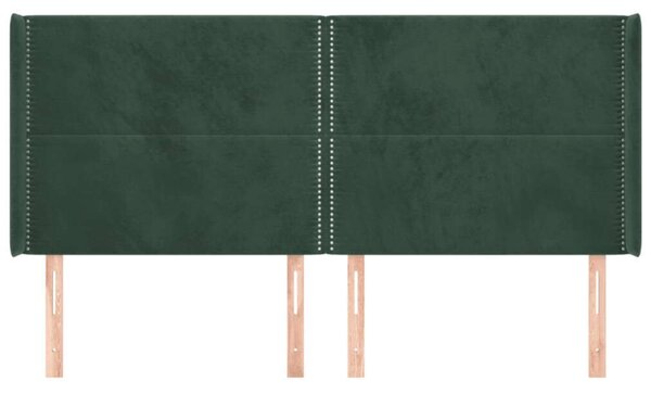 VidaXL zöld bársony fejtámla szárnyakkal 203x16x118/128 cm