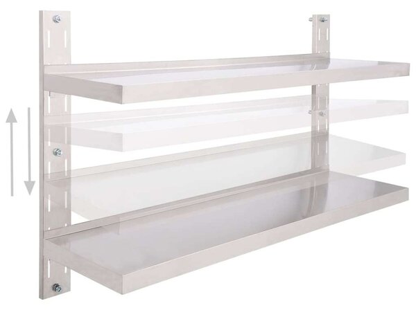 VidaXL Konyhai Fali Polc - Rozsdamentes Acél - 120x30 cm