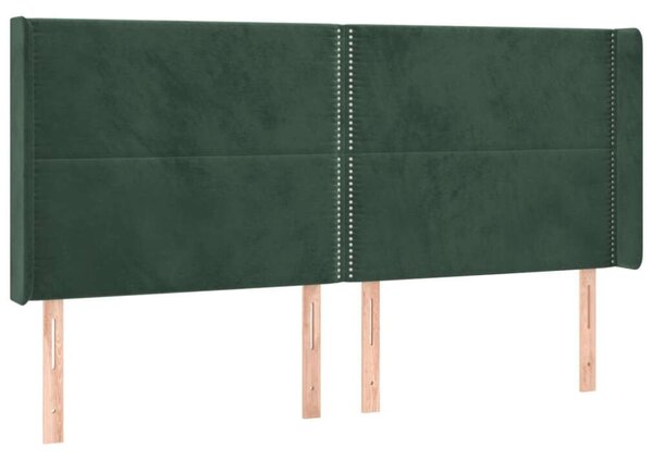 VidaXL zöld bársony fejtámla szárnyakkal 203x16x118/128 cm