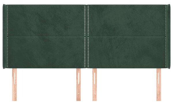 VidaXL zöld bársony fejtámla szárnyakkal 203x16x118/128 cm