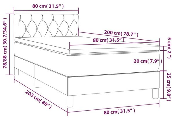 VidaXL LED-es Ágy - Fekete Szövet - 80x200 cm