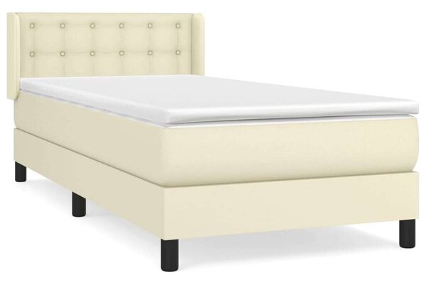 VidaXL krémszínű műbőr rugós ágy matraccal 100 x 200 cm