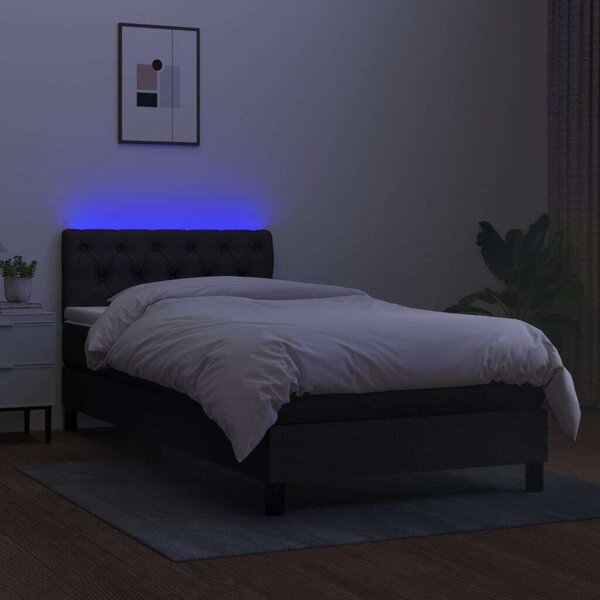 VidaXL LED-es Ágy - Fekete Szövet - 80x200 cm
