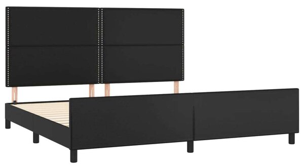 VidaXL Fekete Műbőr Ágykeret Fejtámlával - 200x200 cm