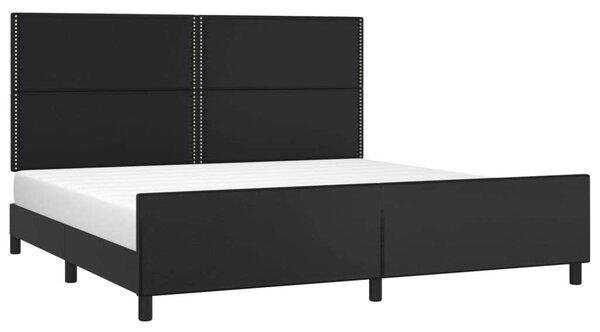 VidaXL Fekete Műbőr Ágykeret Fejtámlával - 200x200 cm