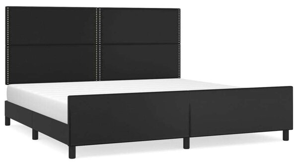 VidaXL Fekete Műbőr Ágykeret Fejtámlával - 200x200 cm