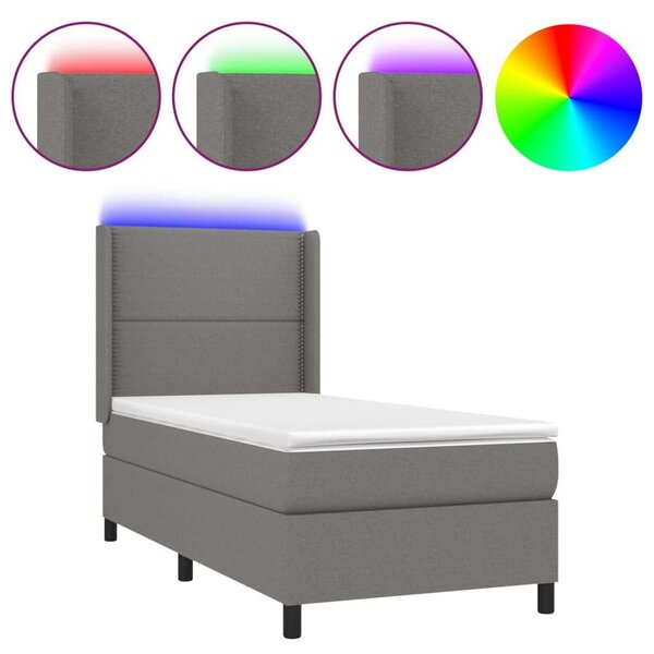VidaXL LED-es Ágy - 90x200 cm - Sötétszürke